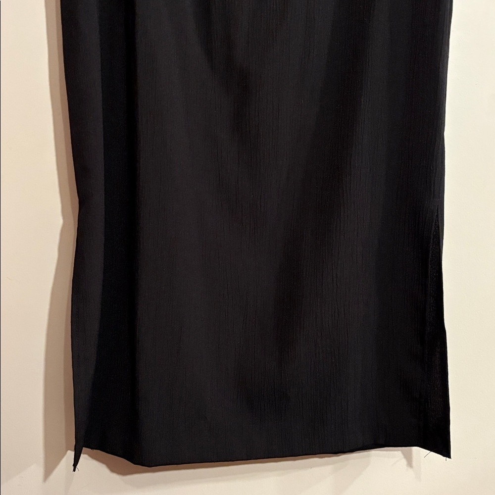 Vintage 1980s Black Sheath Dress With Leopard Trim Office Casual Retro Size 10P - Picture 12 of 17